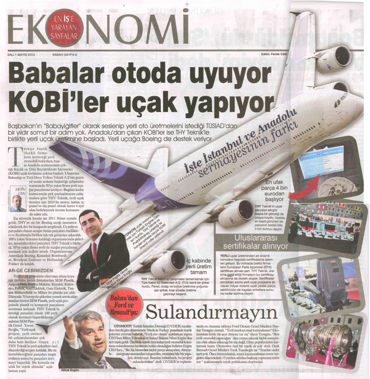 SEM Plastik , ilk yerli ucak uretimine katki sunan firmalar arasinda